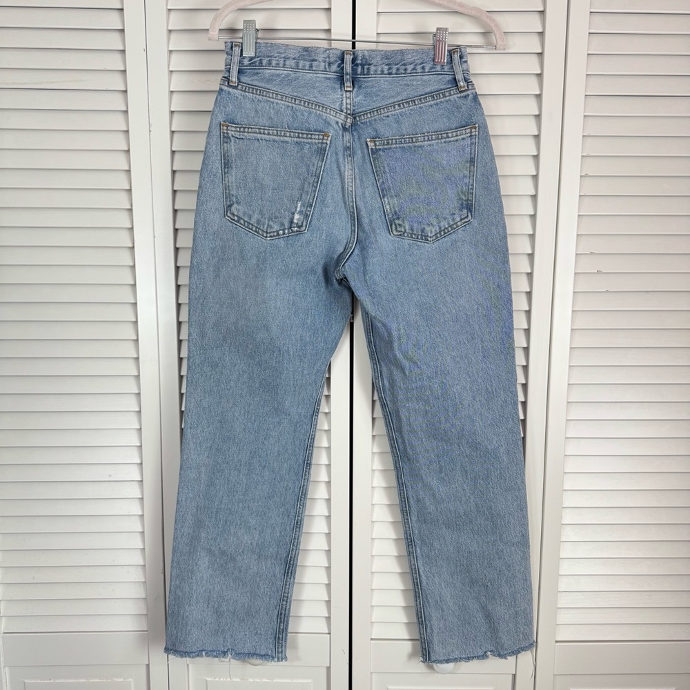 AGOLDE Lana Straight Leg Ankle Raw Hem Blue Jean Distressed Edges Size 25 - Picture 8 of 12